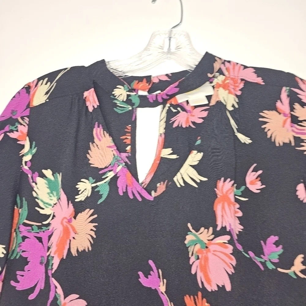 ANTHROPOLOGIE Maeve Black Bella Floral Choker Top Size L
